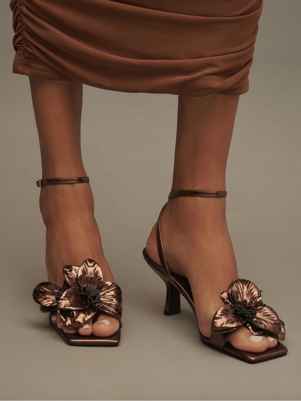 Jeffrey Campbell x Anthropologie Essence Kitten Heels Bronze Brown Size 5.5 NEW